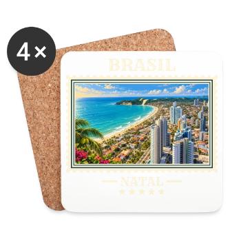 Brasilien Natal Vintage Reisemarke - Untersetzer (4er-Set) - Weiß - Vorne