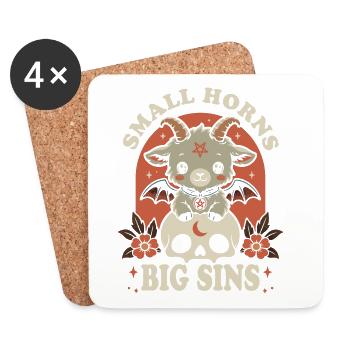 Baphomet – Kleine Hörner große Sünden - Untersetzer (4er-Set) - Weiß - Vorne