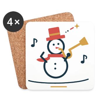 Schneemann spielt Winterjazz – Weihnachten - Untersetzer (4er-Set) - Weiß - Vorne