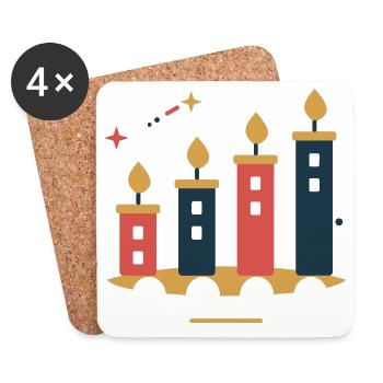 Adventstadt im Kerzenlicht – Weihnachtsmotiv - Untersetzer (4er-Set) - Weiß - Vorne