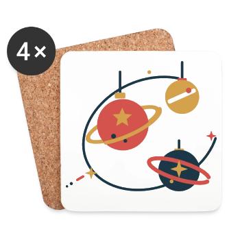Christbaumkugeln als Planeten – Weihnachten - Untersetzer (4er-Set) - Weiß - Vorne