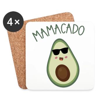 Mamacado Avocado Cartoon mit Sonnenbrille - Untersetzer (4er-Set) - Weiß - Vorne