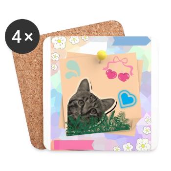 Cat_and_notes_-4500_x_5400_px- - Untersetzer (4er-Set) - Weiß - Vorne