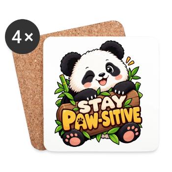 Stay Paw-Sitive Panda - Untersetzer (4er-Set) - Weiß - Vorne