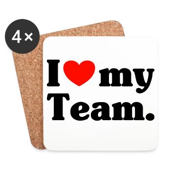 I love my Team - Untersetzer (4er-Set) - Weiß - Vorne