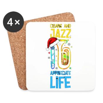 Cigars And Jazz Appreciate Life Saxophon Xmas - Untersetzer (4er-Set) - Weiß - Vorne