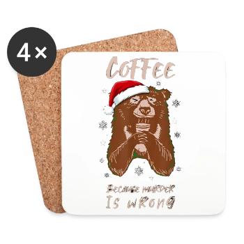Coffee Because Murder Is Wrong Kaffee Bär Xmas - Untersetzer (4er-Set) - Weiß - Vorne