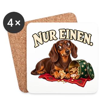 Dackel Plätzchenkontrolle – Nur einen - Untersetzer (4er-Set) - Weiß - Vorne