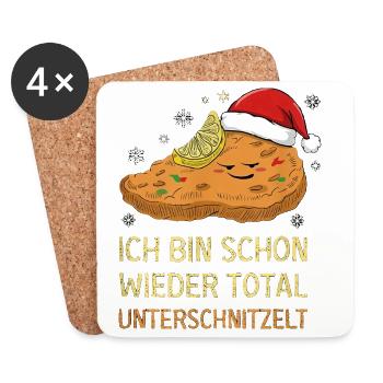 Ich Bin Schon Wieder Total Unterschnitzelt Xmas - Untersetzer (4er-Set) - Weiß - Vorne