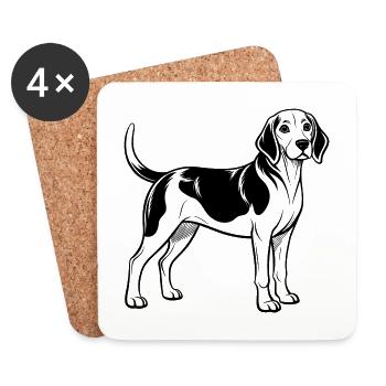 Beagle - Untersetzer (4er-Set) - Weiß - Vorne