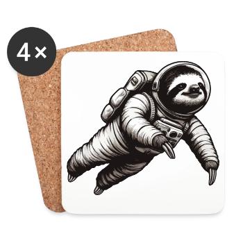 Faultier als Astronaut – Schwarz-Weiß - Untersetzer (4er-Set) - Weiß - Vorne