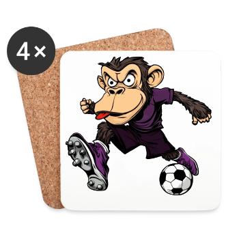 Affen Fussball / Fussballer Affe - Untersetzer (4er-Set) - Weiß - Vorne