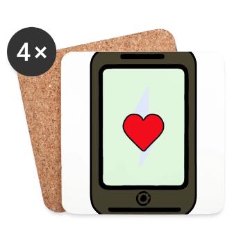 Smartphone mit Herz Liebe - Untersetzer (4er-Set) - Weiß - Vorne