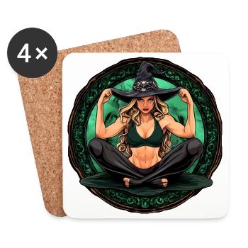 Yoga Hexe Halloween - Untersetzer (4er-Set) - Weiß - Vorne