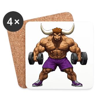 Starker Fitness Stier - Untersetzer (4er-Set) - Weiß - Vorne