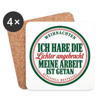 Papa Weihnachten Lichter – Lustiges Shirt - Untersetzer (4er-Set) - Weiß - Vorne