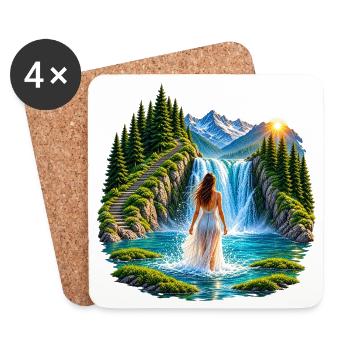Magischer Wasserfall - Untersetzer (4er-Set) - Weiß - Vorne