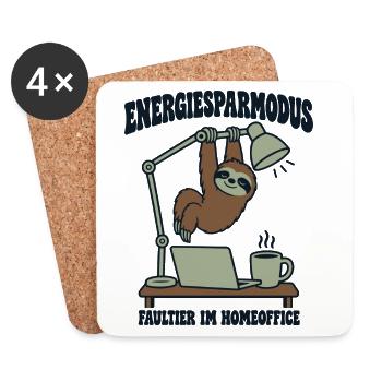Energiesparmodus Faultier im Homeoffice - Untersetzer (4er-Set) - Weiß - Vorne