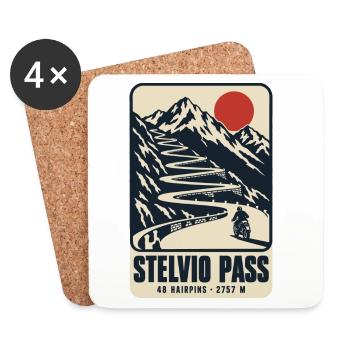 Stelvio Pass 48 Haarnadeln Vintage-Motorradplakat - Untersetzer (4er-Set) - Weiß - Vorne