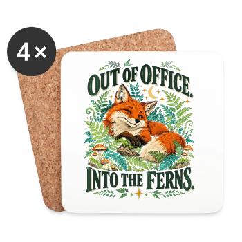 Out Of Office Into The Ferns Fuchs Im Farnwald - Untersetzer (4er-Set) - Weiß - Vorne