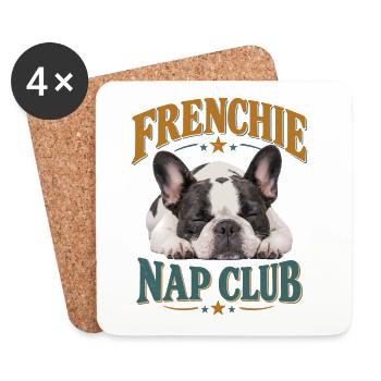  Frenchie Nap Club Französische Bulldogge Beim - Untersetzer (4er-Set) - Weiß - Vorne
