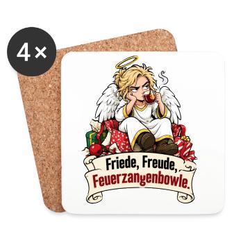 Engel, Weihnachten Feuerzangenbowle - Untersetzer (4er-Set) - Weiß - Vorne