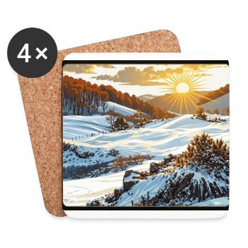 Wintersonnenaufgang in den Bergen - Untersetzer (4er-Set) - Weiß - Vorne