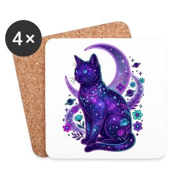 Galaktische Mondkatze - Untersetzer (4er-Set) - Weiß - Vorne
