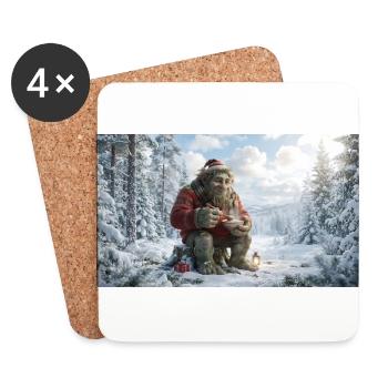 Winter Yeti am Feuer im Schneeland - Untersetzer (4er-Set) - Weiß - Vorne
