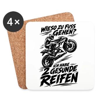 Motorradfahrer  - Untersetzer (4er-Set) - Weiß - Vorne