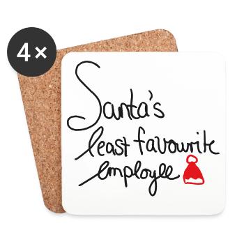 Santa's Least Favourite Employee – Weihnachtshumor - Untersetzer (4er-Set) - Weiß - Vorne