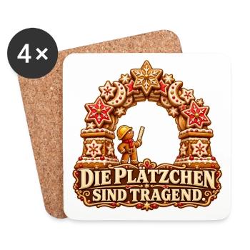 Tragende Plätzchen - Untersetzer (4er-Set) - Weiß - Vorne