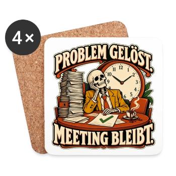 Problem gelöst, Meeting bleibt - Untersetzer (4er-Set) - Weiß - Vorne
