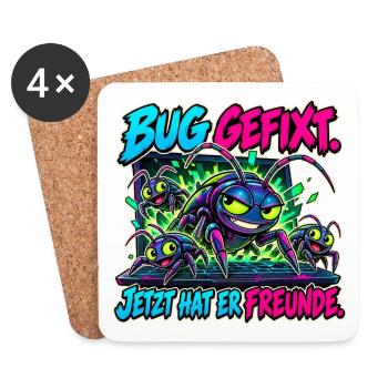Bug gefixt, Freunde gefunden - Untersetzer (4er-Set) - Weiß - Vorne