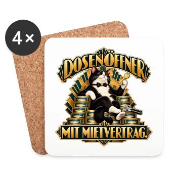 Dosenöffner mit Mietvertrag - Untersetzer (4er-Set) - Weiß - Vorne