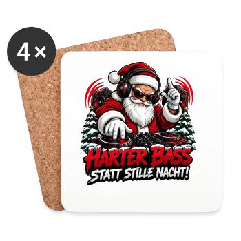 Harter Bass Santa Remix - Untersetzer (4er-Set) - Weiß - Vorne