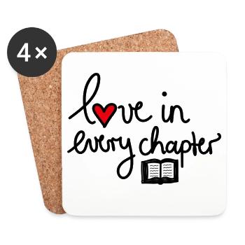 Love in Every Chapter – Design für Bücherliebe - Untersetzer (4er-Set) - Weiß - Vorne