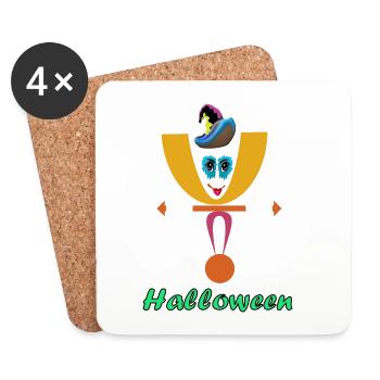 Halloween-Clown-Logo mit Hut - Untersetzer (4er-Set) - Weiß - Vorne