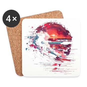 Surfing Steamwave - Untersetzer (4er-Set) - Weiß - Vorne