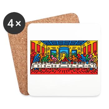 Pop-Art-Panel zum letzten Abendmahl - Untersetzer (4er-Set) - Weiß - Vorne