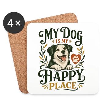 Mein Hund ist mein Glücksort – Design für Hundeliebhaber - Untersetzer (4er-Set) - Weiß - Vorne