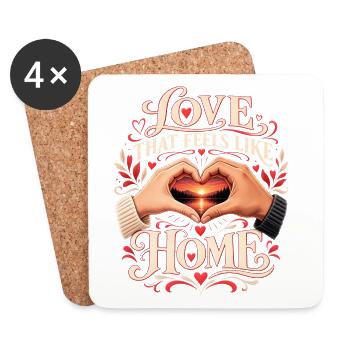 Liebe, die sich wie Zuhause anfühlt – Romantische Herzhände - Untersetzer (4er-Set) - Weiß - Vorne