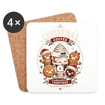 Weihnachtskaffee-Gourmet-Festset - Untersetzer (4er-Set) - Weiß - Vorne