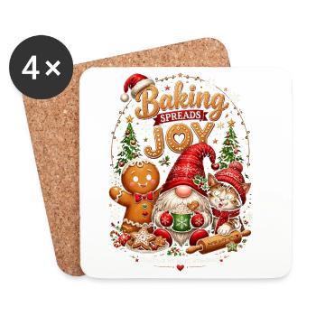 Gourmet Christmas Joy: Kekse und Katzen - Untersetzer (4er-Set) - Weiß - Vorne