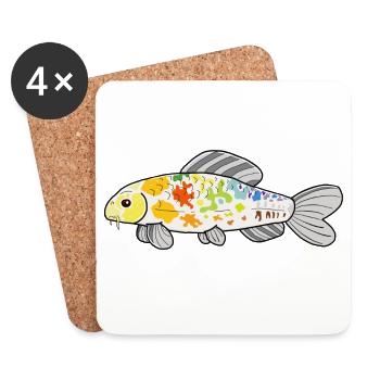 Koi-BogenBunter Spritzer - Untersetzer (4er-Set) - Weiß - Vorne