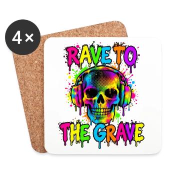 Rave Skull Neon-Kopfhörer - Untersetzer (4er-Set) - Weiß - Vorne