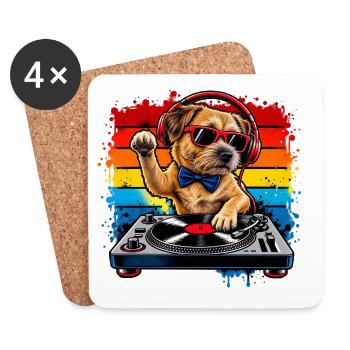 Paw DJ Rainbow Beat - Untersetzer (4er-Set) - Weiß - Vorne