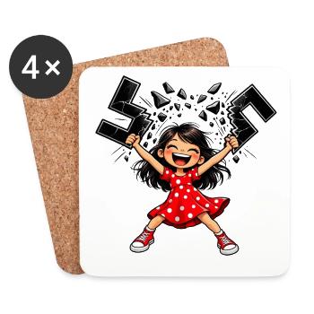 PolkaDots Mädchen zerbricht Glas - Untersetzer (4er-Set) - Weiß - Vorne