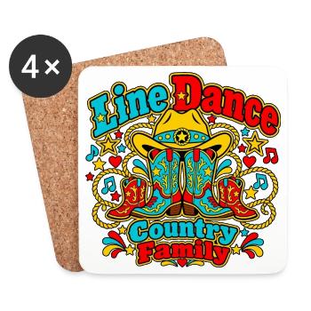 Line Dance Country Familie - Untersetzer (4er-Set) - Weiß - Vorne