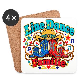 Line Dance Familie - Untersetzer (4er-Set) - Weiß - Vorne